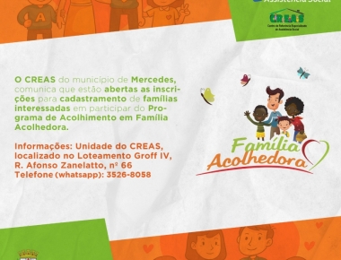 Abertas as inscrições para o Programa Família Acolhedora